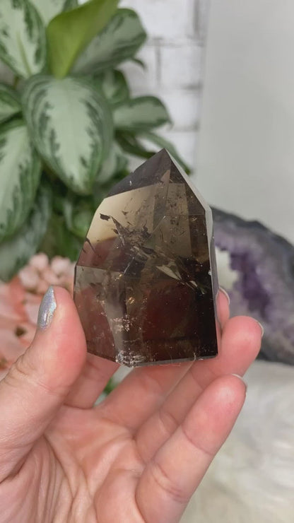 Adorable dark smoky quartz crystal points video