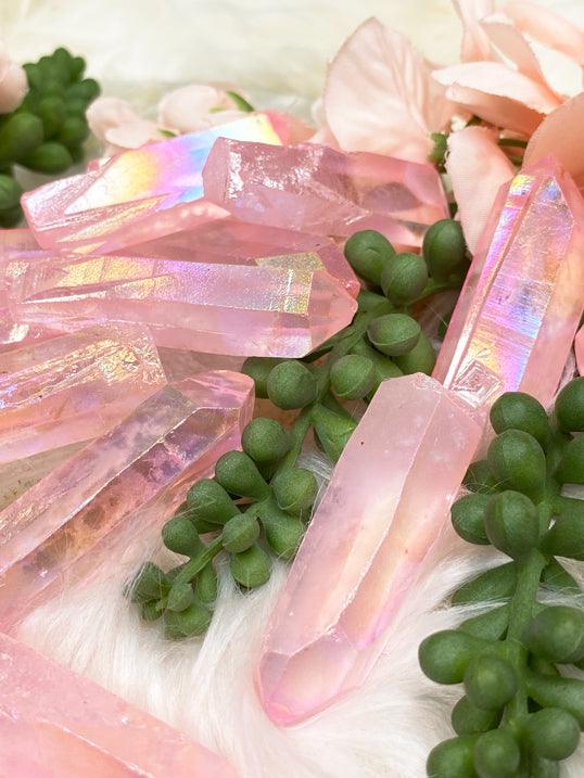 OMBRE PINK-GREEN AURA QUARTZ POINT - Peace, Love & Happiness Club