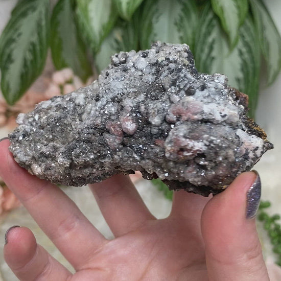 Black-Pink-Mexico-Calcite-Crystal-Cluster for sale 