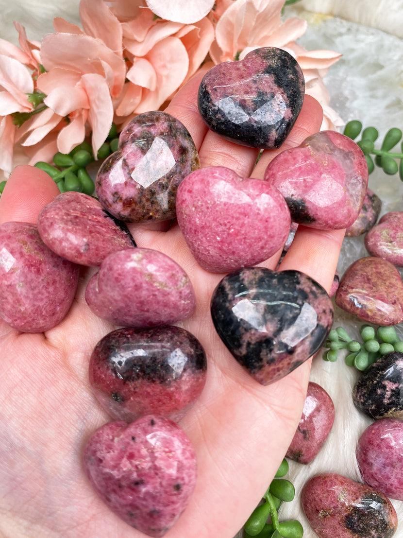 Rhodonite Heart Crystals - Pink & Black Rhodonite Stones – Contempo ...