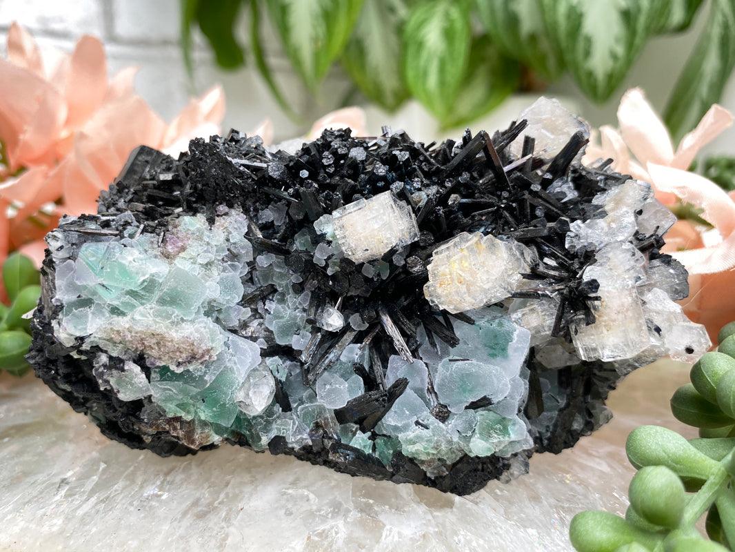 Contempo Crystals - black-schorl-tourmaline-fluorite-beryl-crystal - Image 1