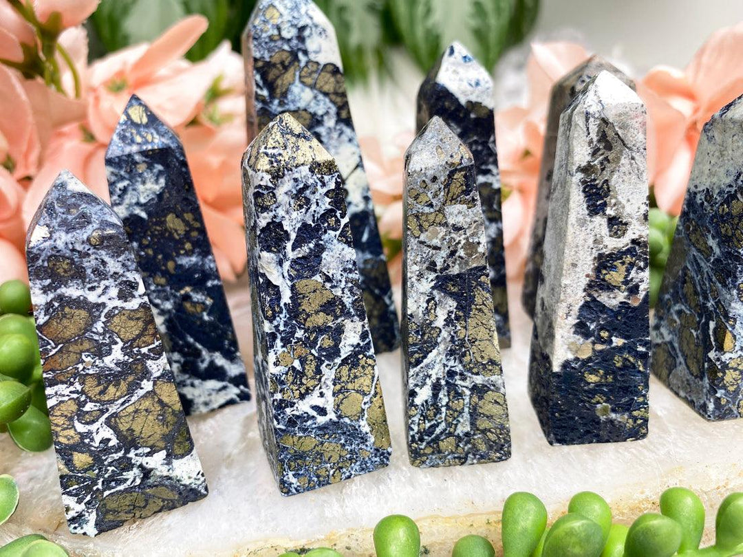 Contempo Crystals - blue-covellite-pyrite-points - Image 1