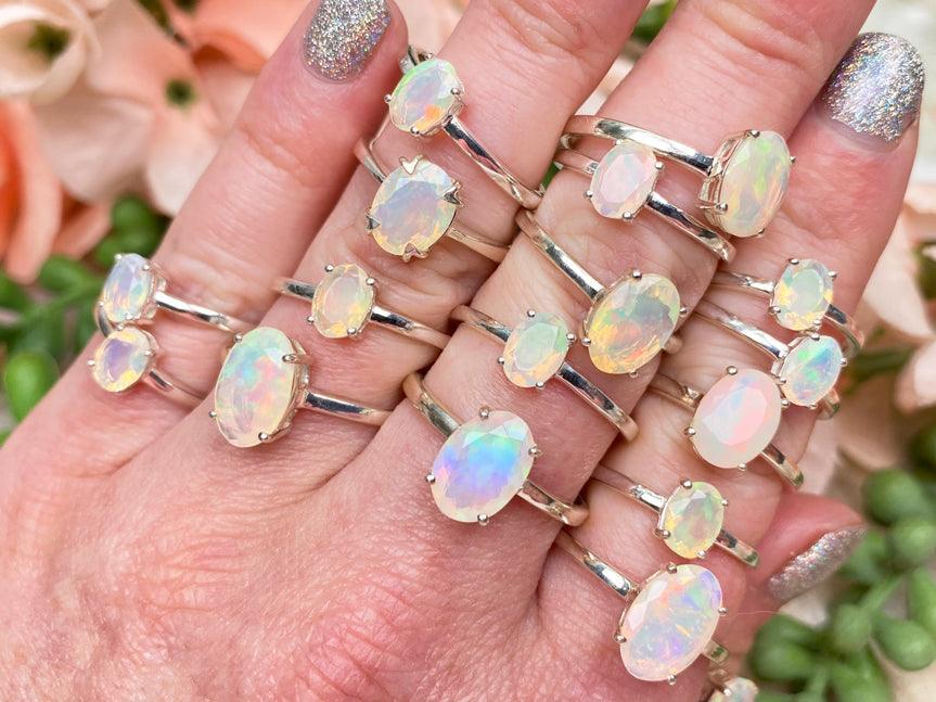 Opal Color Rings Faceted Cut Sterling Silver Opal Rings for Sale – Contempo Crystals