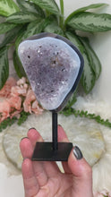 Load image into Gallery: Contempo Crystals - Purple-Amethyst-Cluster-Black-Edge-Agate-Geode-Crystal-Clusters-Display - Image 2