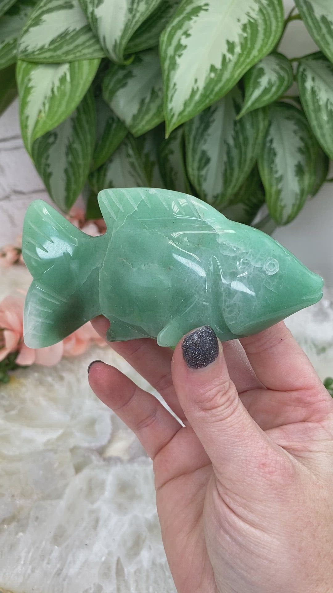 Green-Aventurine-Fish-Crystal-from-Brazil for sale