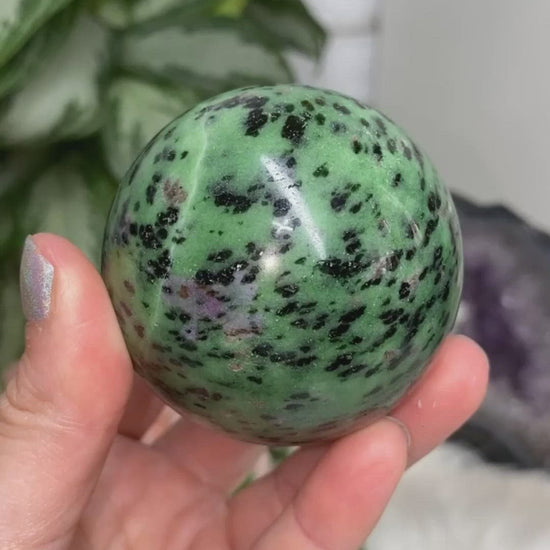 Absolutely beautiful Ruby Zoisite crystal spheres video