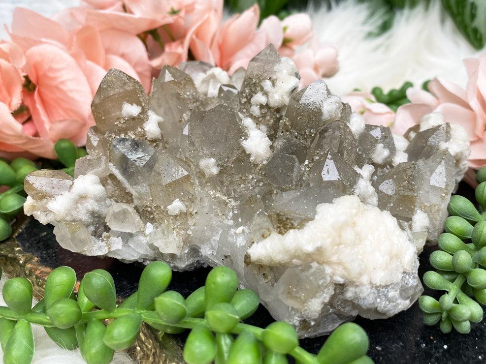 dolomite-pyrite-on-quartz-cluster