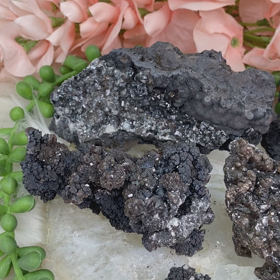 Mexico-Black-Calcite-Crystal-Clusters