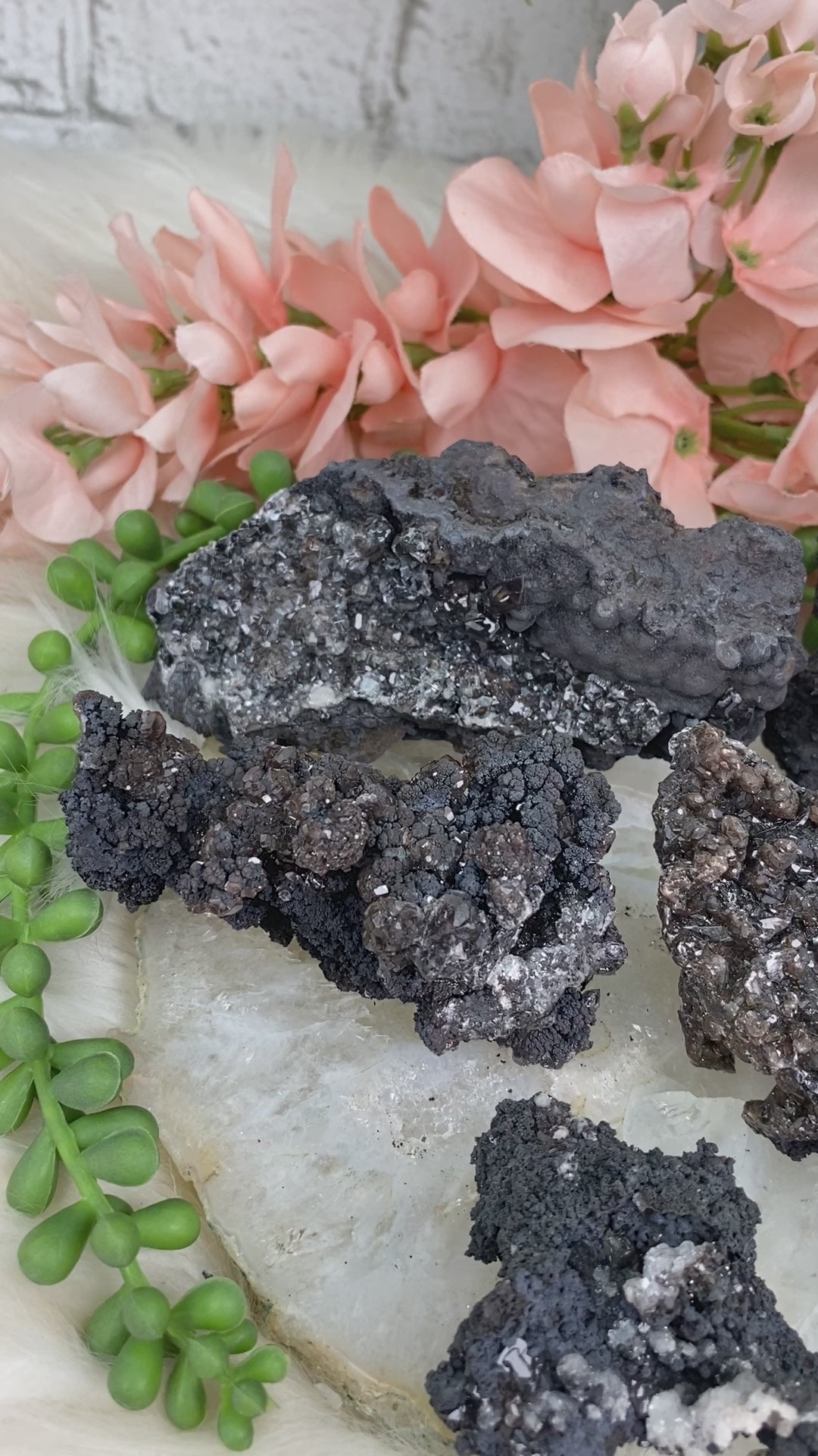 Mexico-Black-Calcite-Crystal-Clusters