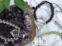 Load image into Gallery: Contempo Crystals - Quartz Point Bracelets featuring a double terminated quartz point full of energy and a drawstring closure. Carry your protective energies everywhere - Image 3