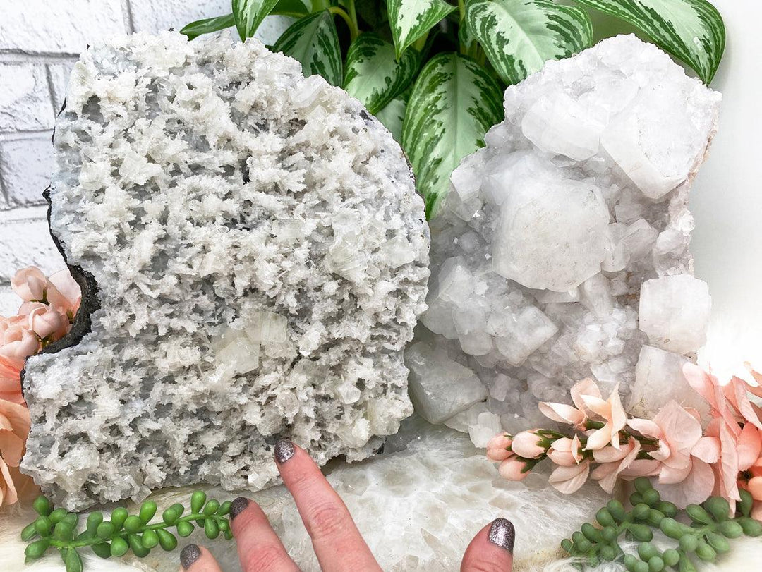 Contempo Crystals - large-white-apophyllite-and-chalcedony-standing-clusters - Image 1