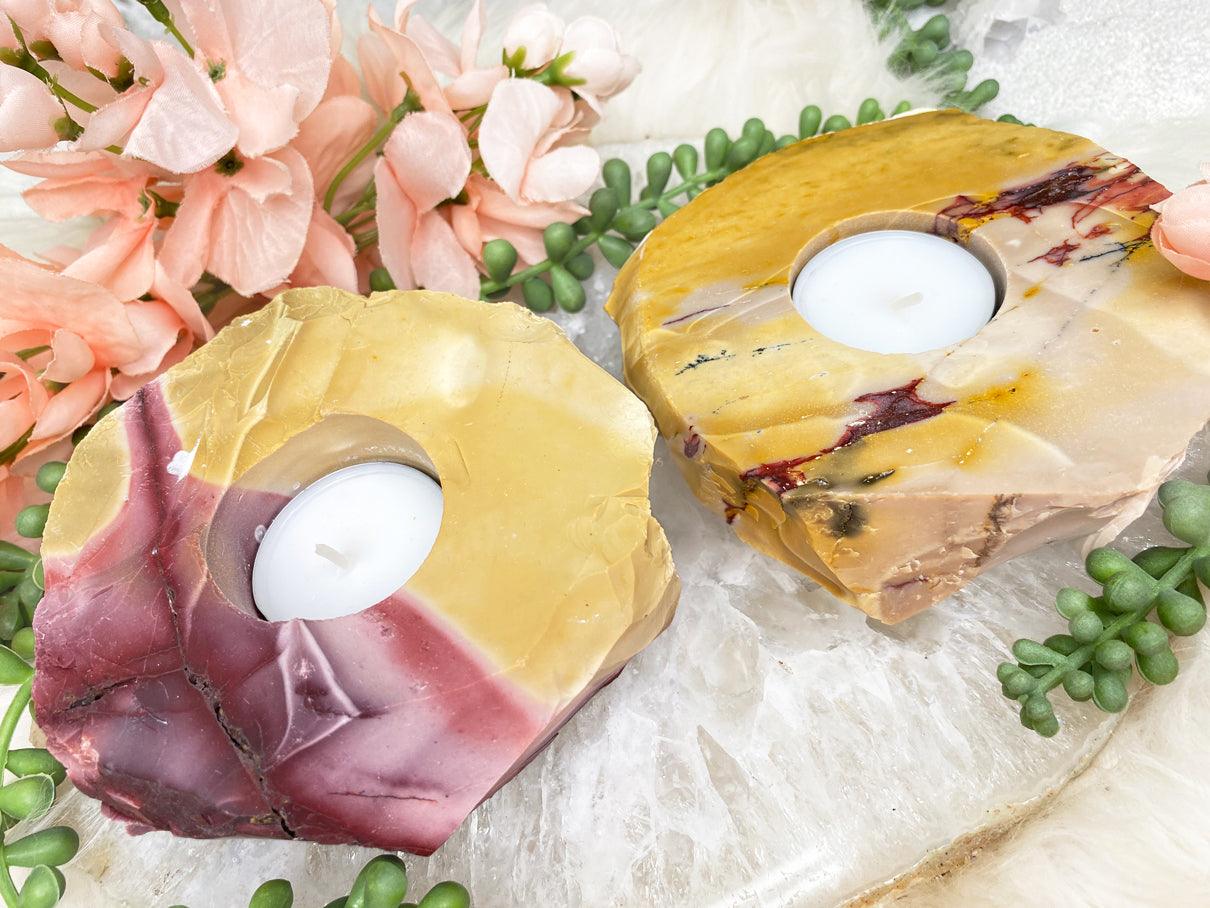 mookaite-candle-holders