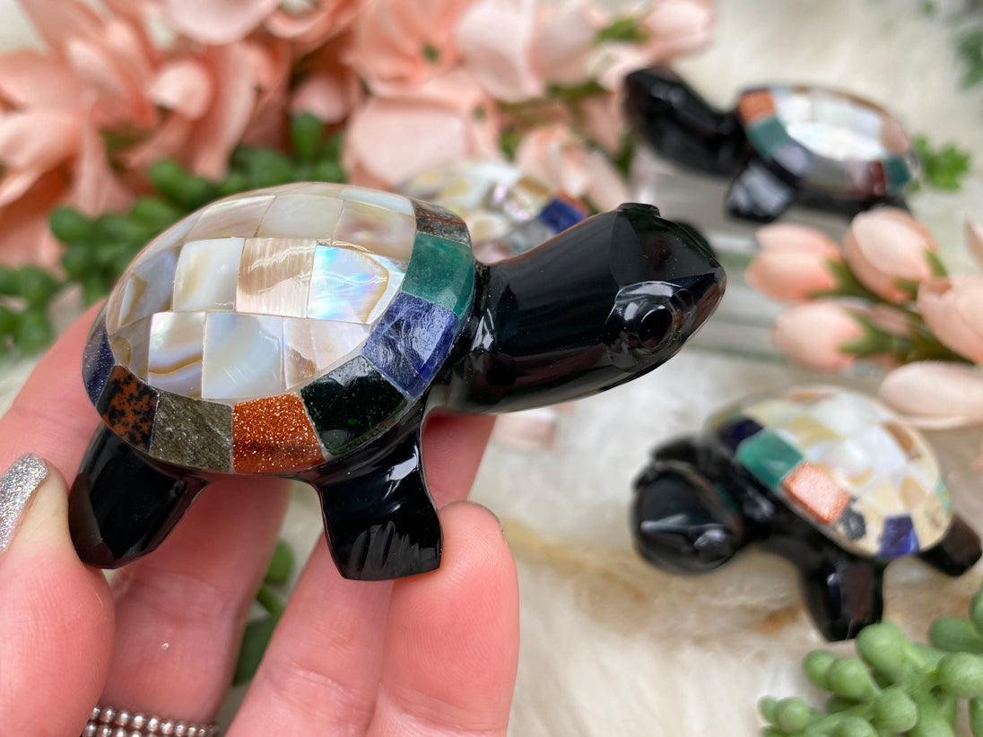 mosaic-stone-abalone-obsidian-turtle