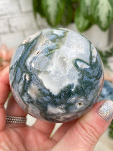 Contempo Crystals - moss-agate-sphere-with-blue - Image 10