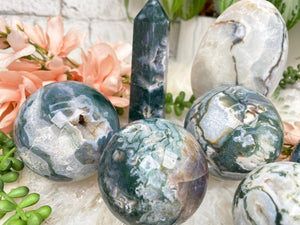 Contempo Crystals - moss-agate-spheres-and-points - Image 1