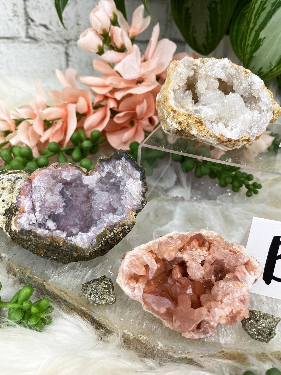pink-amethyst-quartz-geode-set