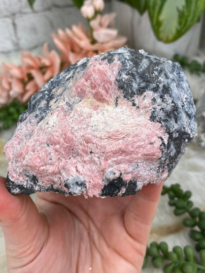Rock Pink And Black Healing Stone Colorado Rhodochrosite Raw Pink
