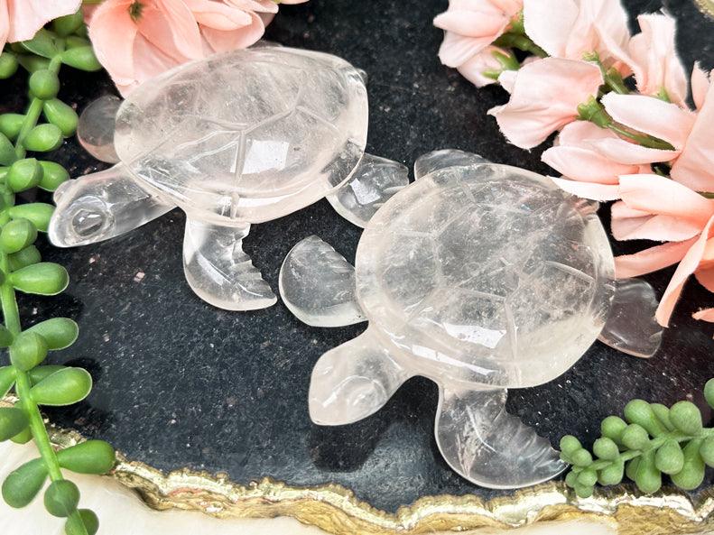 Clear Quartz Sea Turtle Crystal Carvings from Brazil