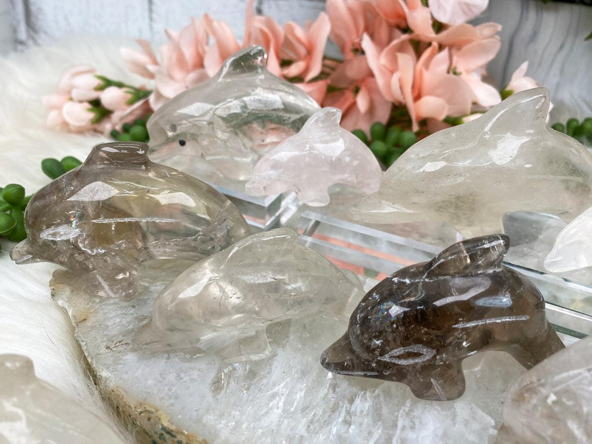 Dolphin Crystals - Quartz, Rose Quartz, and Smoky Quartz!