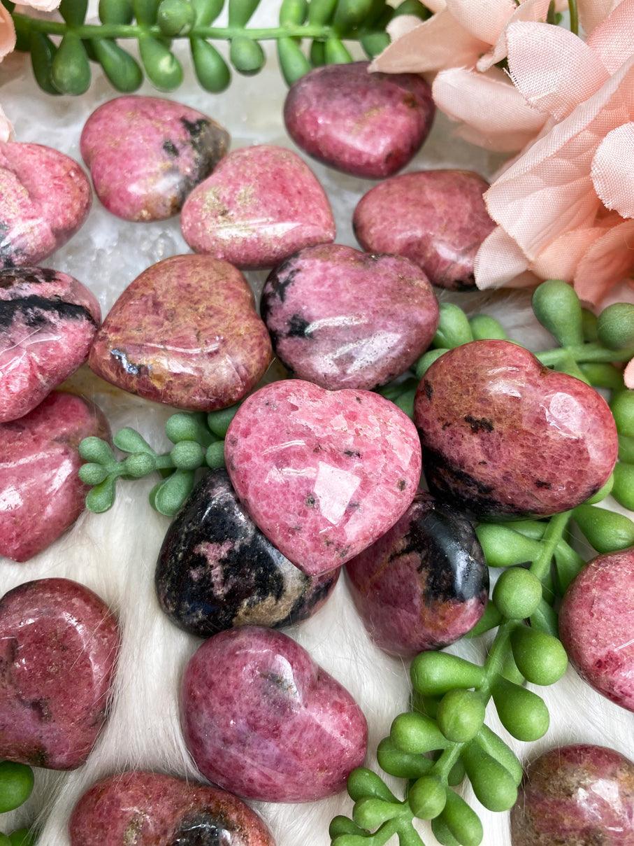 Rhodonite Heart Crystals - Pink & Black Rhodonite Stones – Contempo ...