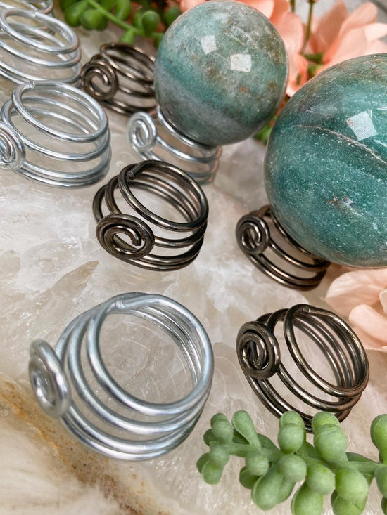 Metal Spring Sphere Stand - Silver or Bronze Options – Contempo Crystals