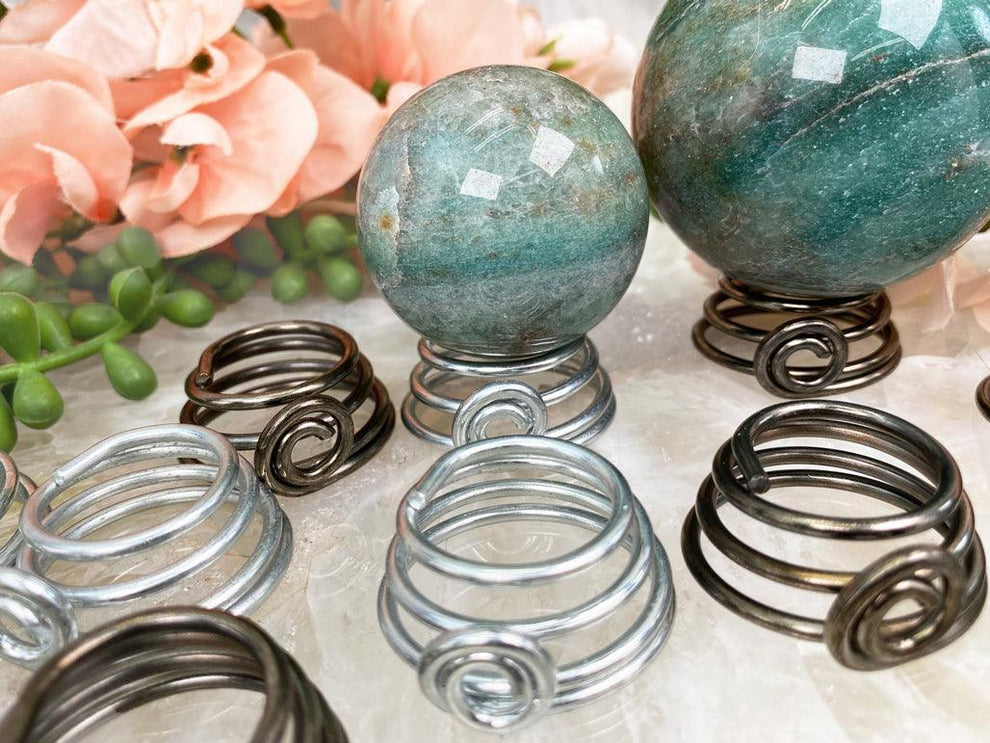 Metal Spring Sphere Stand - Silver or Bronze Options – Contempo Crystals
