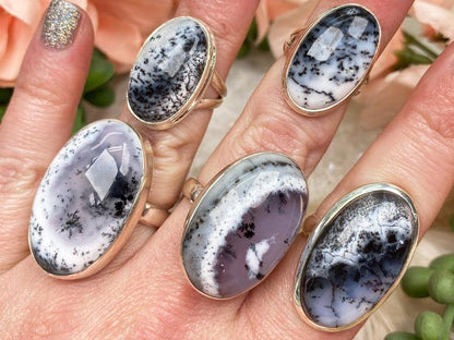 silver-dendrite-opal-rings