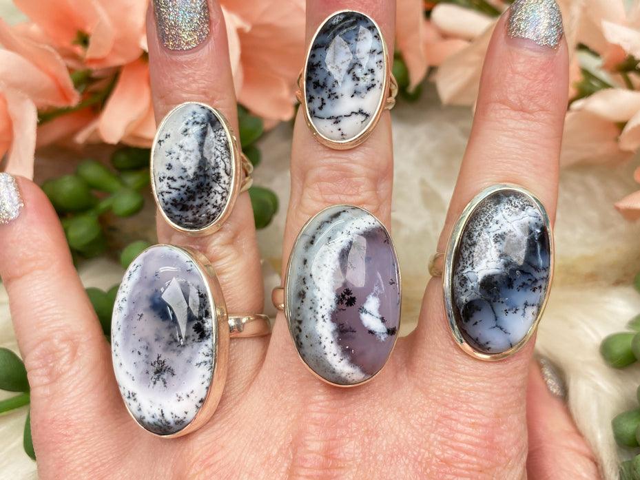 silver-dendritic-opal-rings