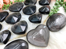 Load image into Gallery: Contempo Crystals - silver-flash-obsidian-hearts-palm-stones - Image 6