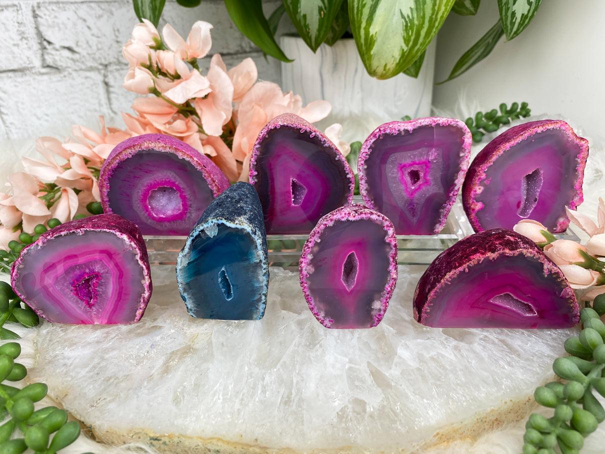 Small Dyed Geodes Bright Pink and Teal Blue Colors! Contempo Crystals