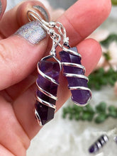 Load image into Gallery: Contempo Crystals - wire-wrapped-amethyst-mini-point-earrings - Image 5