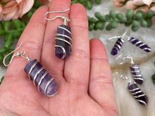 Load image into Gallery: Contempo Crystals - wrapped-amethyst-point-earrings - Image 3